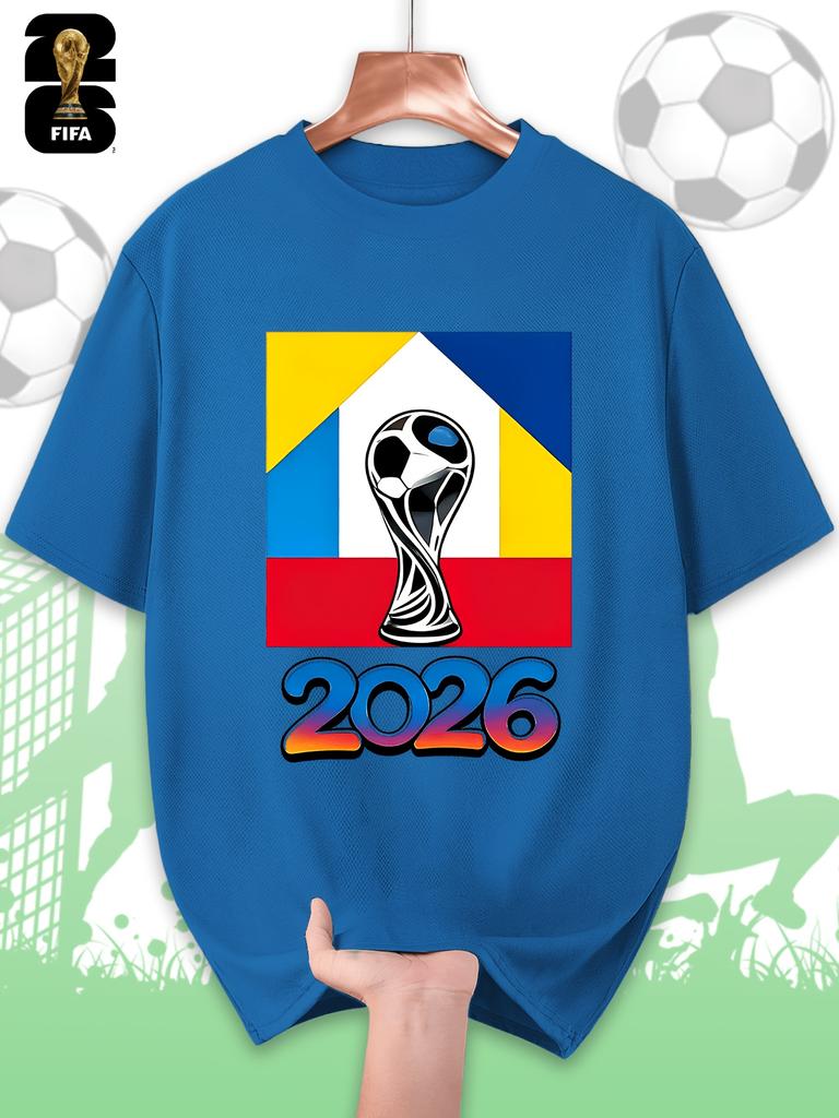FIFA World Cup Men's Printed Short-sleeved T-shirt, a Fashionable and Trendy Summer Top, Comfortable and Well-fitting