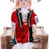 Rot-Grün-Gold Retro Hofnarren sitzende Weihnachtsfigur