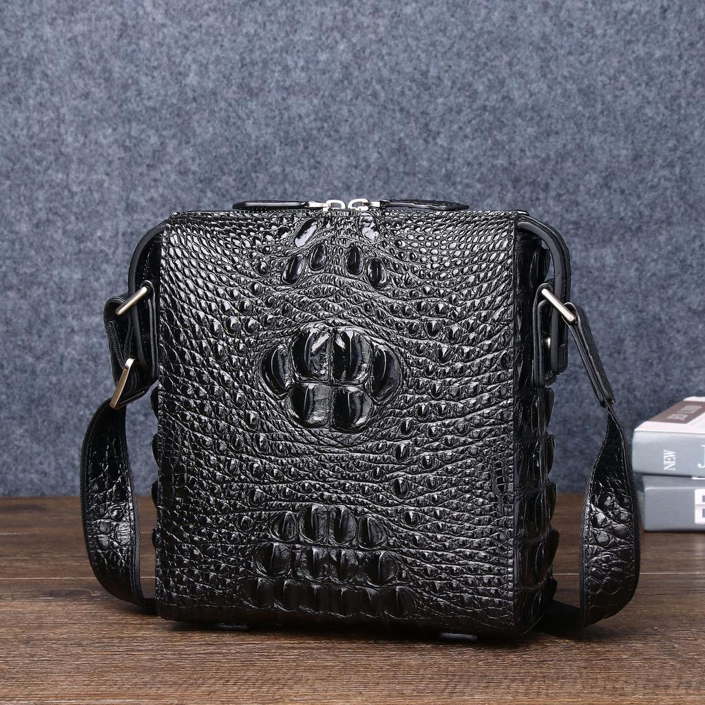 New Crocodile Bone Pattern Men's Single Shoulder Cross Bag, Fashionable and Casual Men's Bag, Trendy Bag, Outdoor Small Shoulder Bag