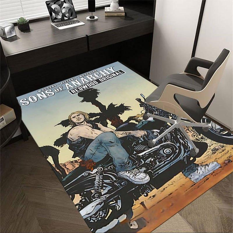 

1pc Sons of Anarchy themed Office Carpet Chair Mats - durable polyester rug for home theater, office, dorm room decor - tA03 60cm by 90cm
