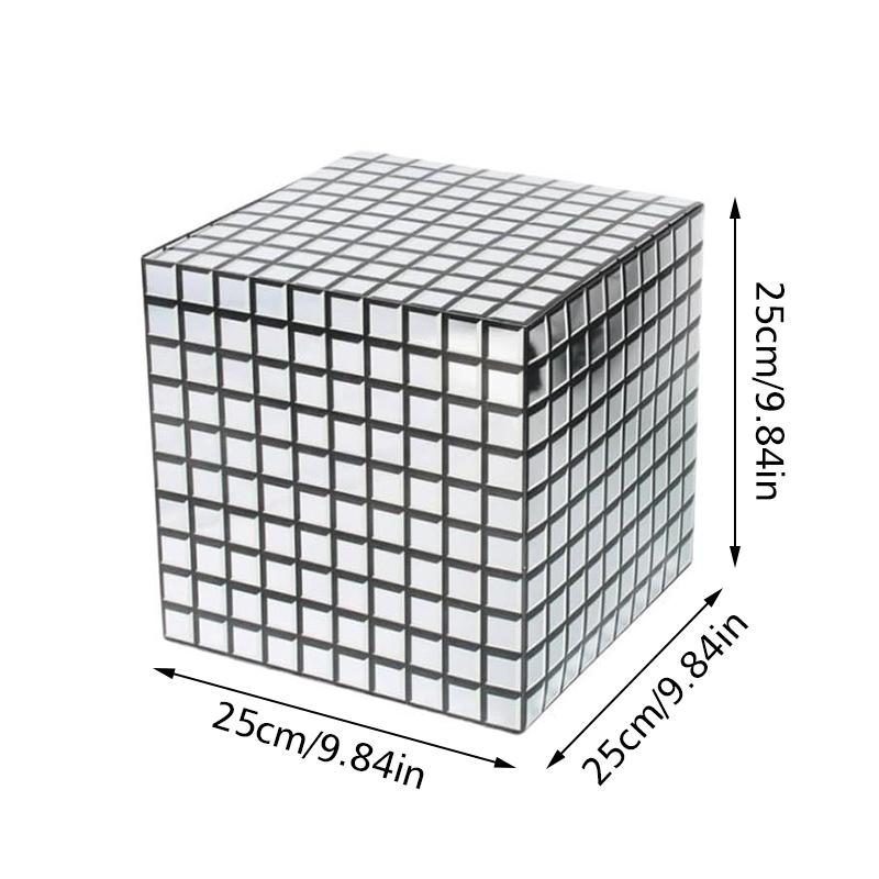 1/4PCS Scene Props Shiny Silver Magic Cube Shape Creative Packaging box Party decorations Candy box Retro 25x25x25cm