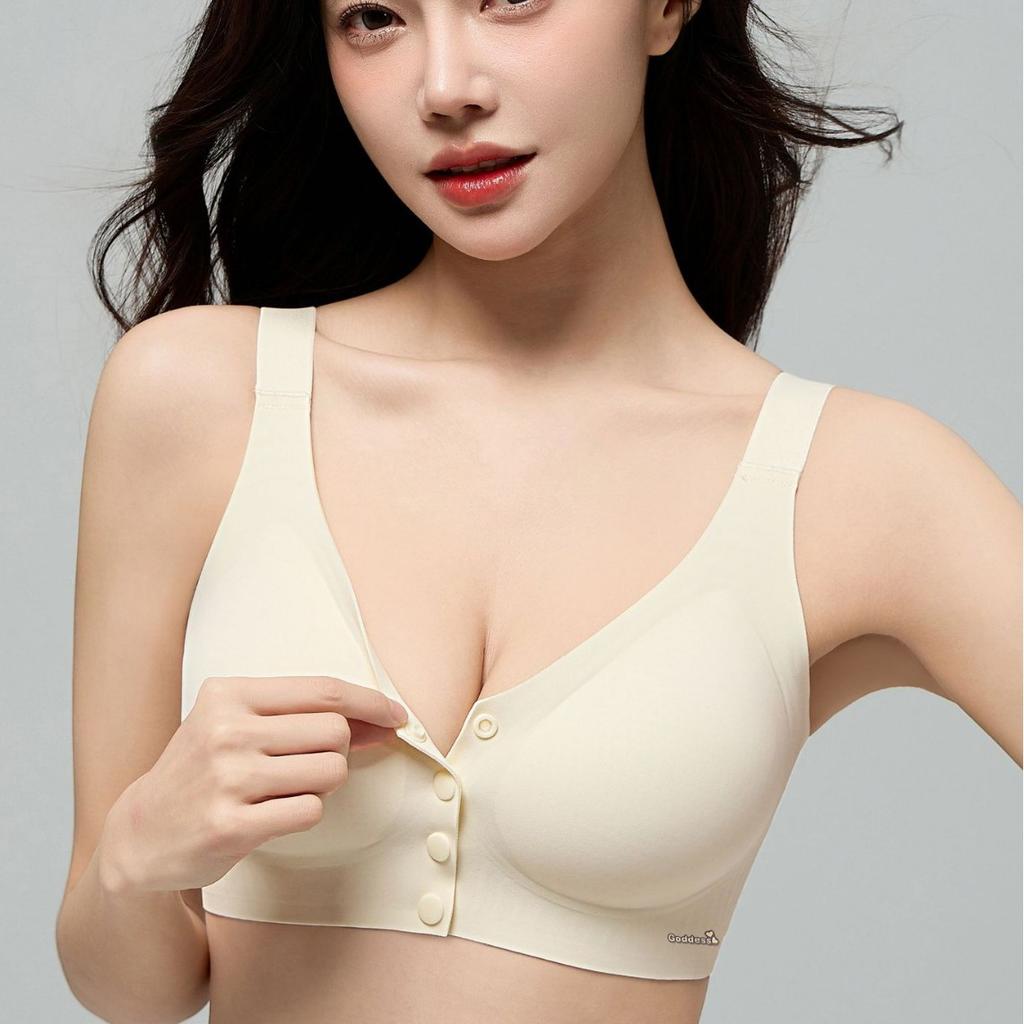 Front-buttoned Bra Women's Fixed Cup Underwear Women's Seamless Bra No Underwire Breast Retraction One-piece Breathable Bra Push Up Bra