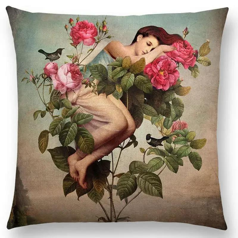 New Elegant Lady Lovely Girl Shakespeare Fantasy Painting Moon Night Swan Dream Trees Cushion Cover Sofa Throw Pillow Case