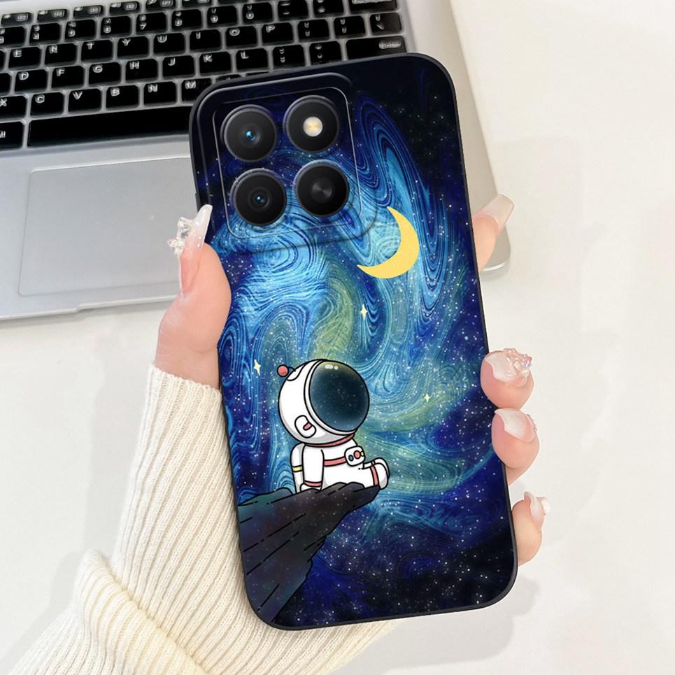 Soft Liquid Silicone Funda For Honor X8C Huawei X 8C Phone Shell For HonorX8C ABR-LX1 ABR-LX2 Astronaut Cartoon Case Back Cover
