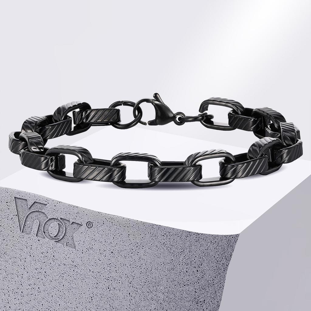 Punk Rock Chuky Chain Bracelets for Men Teens Boys, Stainless Steel Rectangle Links Chain Wristband New Jewelry