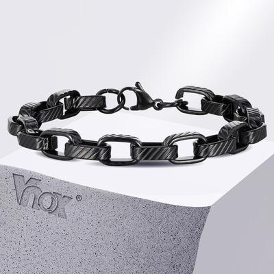 Punk Rock Chuky Chain Bracelets for Men Teens Boys, Stainless Steel Rectangle Links Chain Wristband New Jewelry