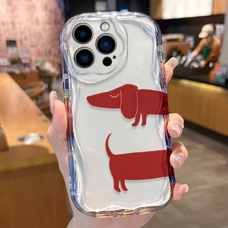 Trendy Simple Dachshund Puppy Case for iPhone 17 16 E 15 14 13 12 Mini 11 Pro Max 8 7 Plus Soft Silicone Washable Covers Funda