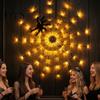 Halloween Atmosphere Creation 47" Light Up Spider Web with LED Lights, Giant Spooky Webbing for Events Cobweb Decoration Remote Control Indoor Outdoor