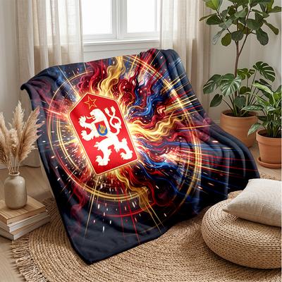 Czech Republi Football Printed Flannel Blanket Skin Friendly Warm Decorative Throw for Indoor Couch Bed Daily Use