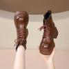 Soft leather Martin boots, thick-soled fur integrated thermal snow boots, British short boots