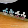 Silver needle Korean fresh dripping oil flower fringed pearl stud earrings niche high-end earrings fashion sweet earrings women