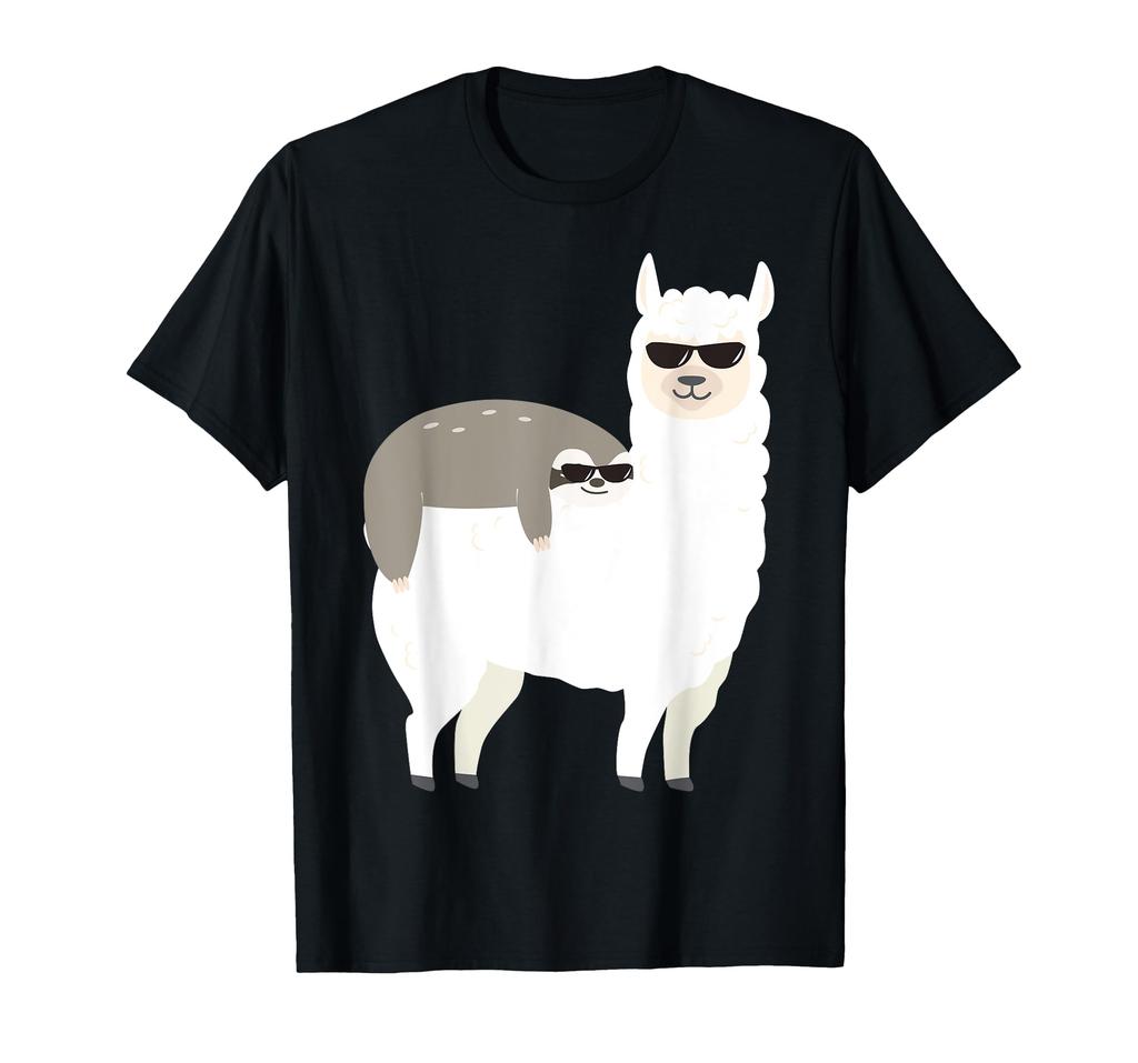 Sloth Riding Llama Funny Sloth Lover Llama Lover Gift T-Shirt