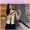 College Style Knit Vest For Women With Ice Silk Fabric Summer Sleeveless Top For Casual Wear