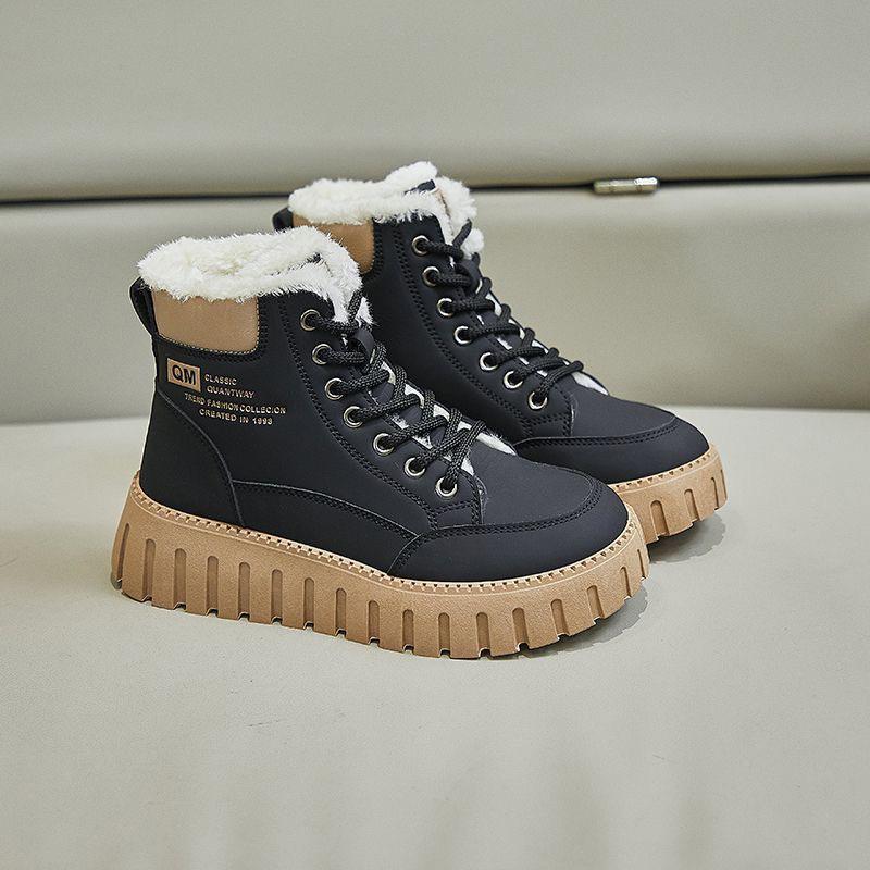 Cotton shoes women's velvet warm genuine flat bottom 2025 autumn and winter new leather soft sole women's shoes wear-resistant KT2509