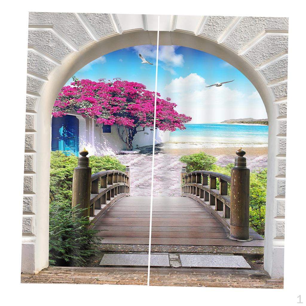 

2 Panels 3D Digital Print Curtain Drapes++Mute , Home Decor Style_2