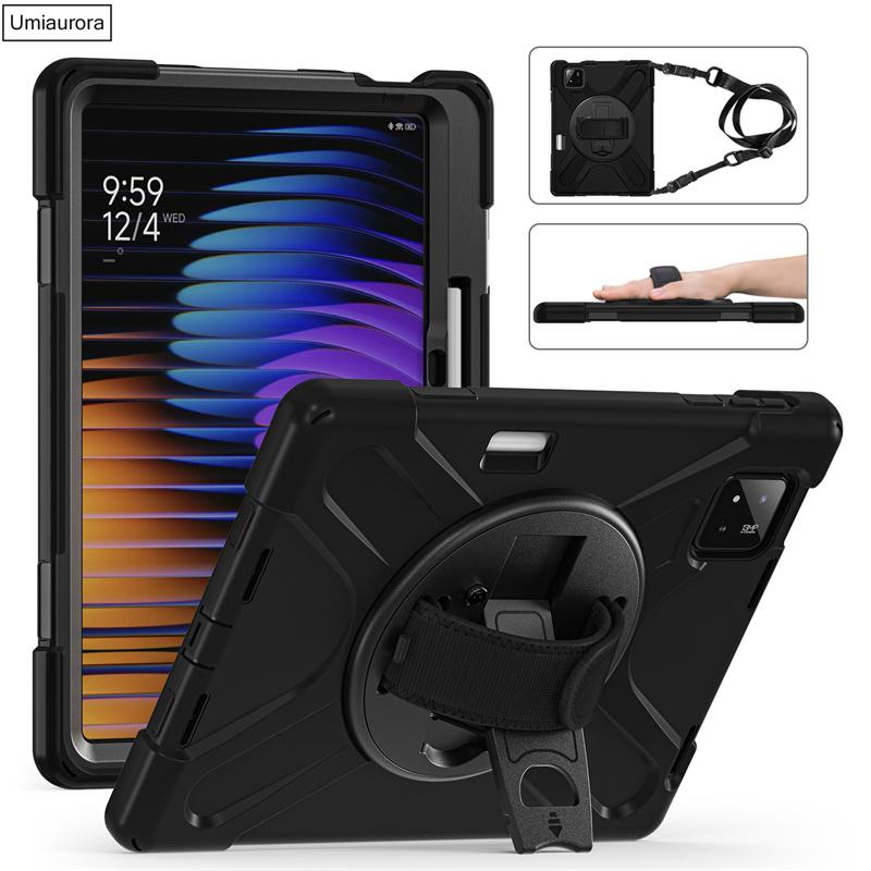Pour Xiaomi Mi Pad7 11.2 Pad 5 6 11" 6S Pro 12.4" 7S Pro 12.5 Pouces Étui Robuste Antichoc pour Tablette avec Support Sangle Main Épaule Funda