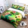 Entzückendes Frosch-Blumen-Blätter-Bettwäsche-Set Mit 3D-Druckdesign Weiches Polyester-Bettwäsche-Set Ganzjahreskomfort