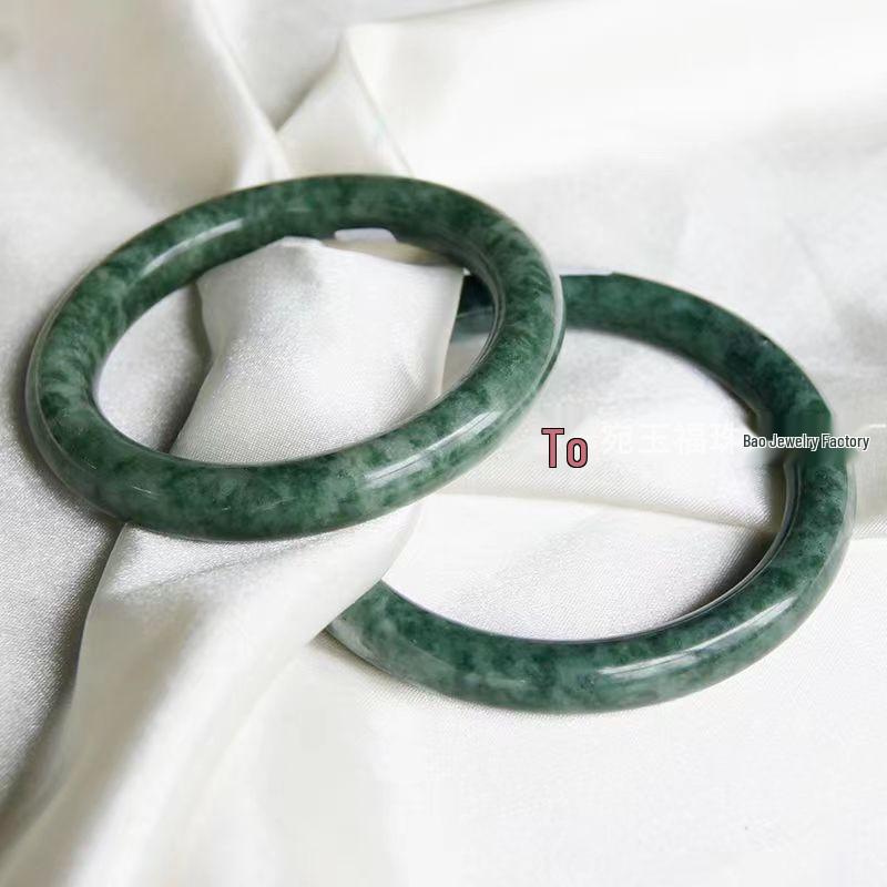 

Гуйчжоуский нефрит светло-зеленый плавающий цветок тонкий круглый браслет из жадеита для женщин Inner Diameter 54mm