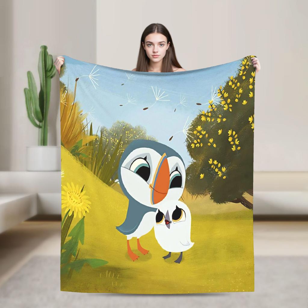 Puffins Rocks Plush Blankets Students Flannel Throw Blanket For Home Decor Soft Warm Design Quality Bedspread Birthday Present