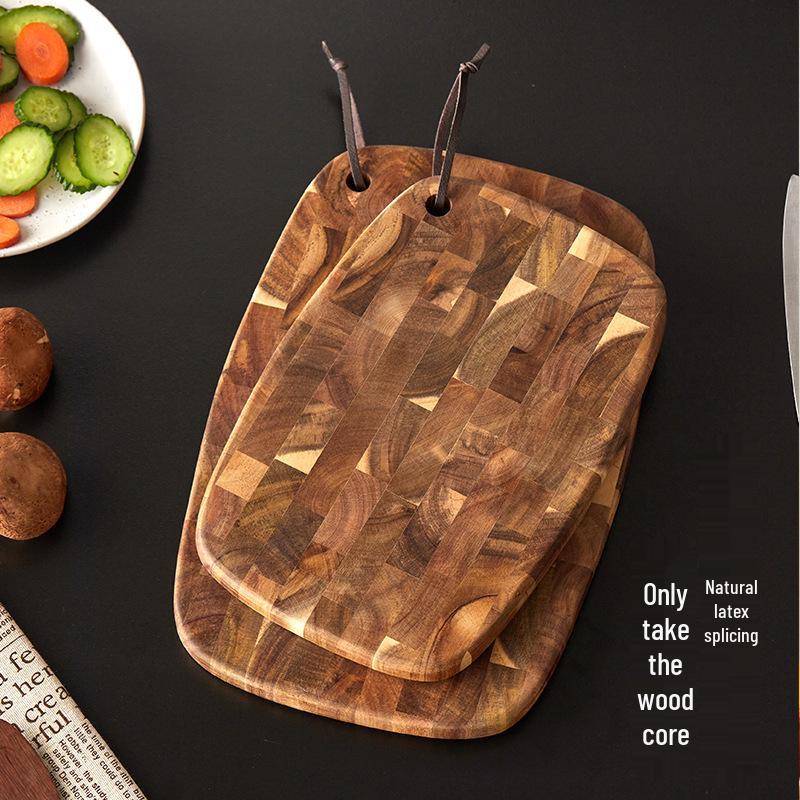 Acacia Wood Geometric Cutting Board - Solid, Anti-Mold, No Cracking