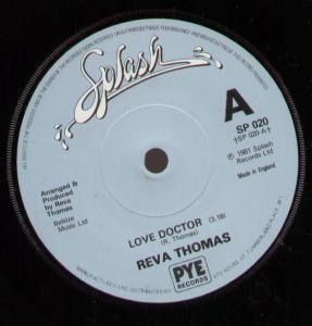

7inch Record REVA THOMAS Love Doctor SP020 Splash Records 1981 UK Dance Electronica Used