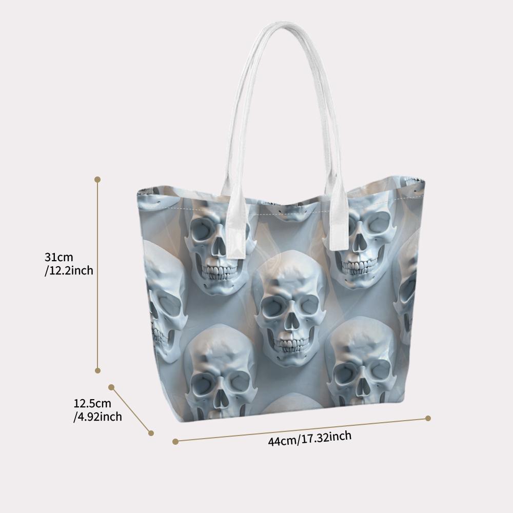 Trendy Skull Pattern Tote Bag Casual Daily Handbag Lightweight Versatile Shoulder Bag for Outdoor Use