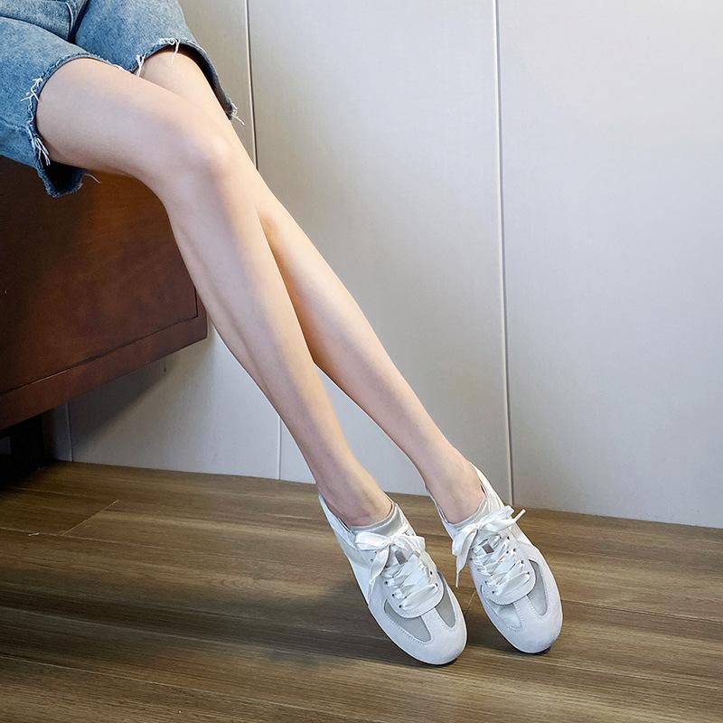 Cowhide version~ Ballet training shoes women's soft-soled splicing versatile breathable casual sports shoes leather flat-soled Forrest Gump shoes