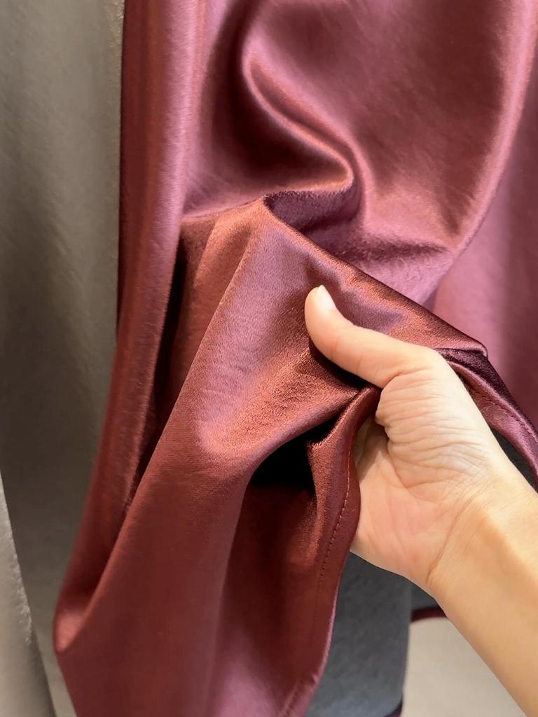 2025 High-Waisted Satin Mermaid Skirt - Women's Mid-Length A-Line in Autumn/Winter