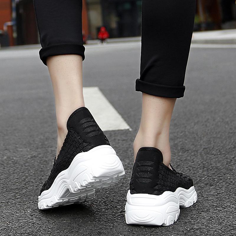 Summer Moccasin Pink Beach Shoes Women Multicolor Casual Weave Slip on Braided Elevator Sneakers Plus Size