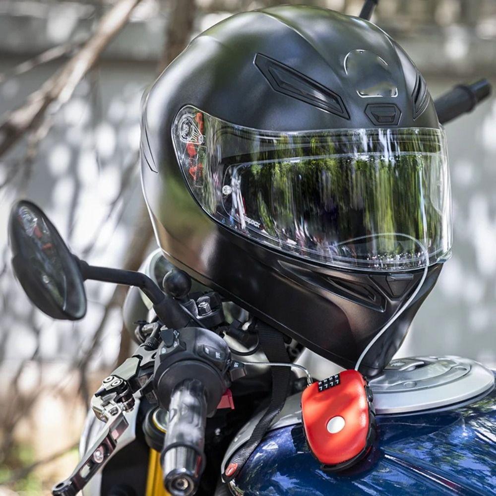 Retractable Motorcycle Helmet Lock 4 Digit Wheel Password Lock Coded Motorbike Padlock  Cycling