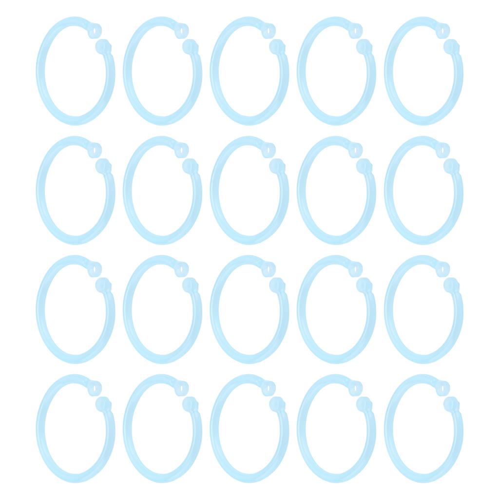 20pcs Plastic Rings Transparent Flexible Loose Leaf Book Binder Rings for School Home Office Cards Document NotebookBlue