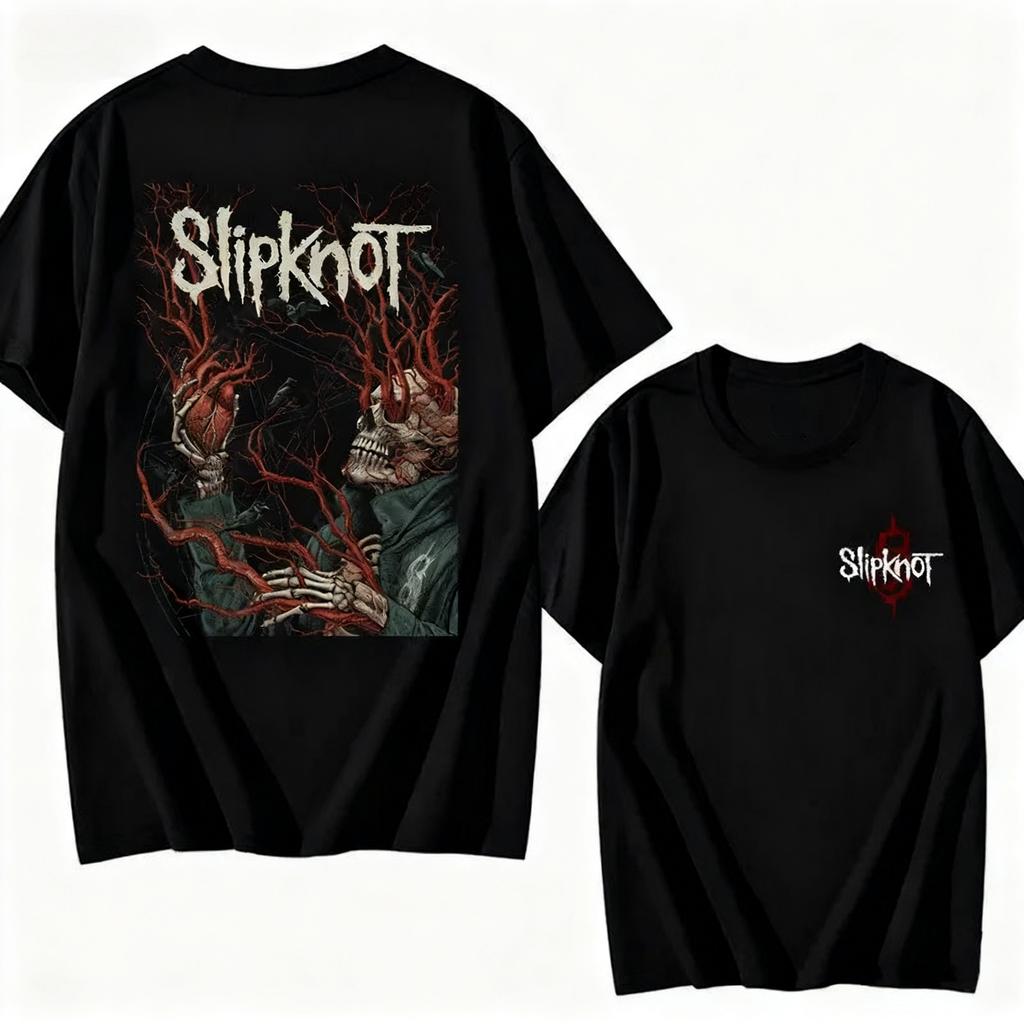 Prepare for Hell Tour Shirt Heavy Metal Cotton Tees Man Rock Band T-shirt Men's Slipknots Double Sided Print Short-sleeve Tops