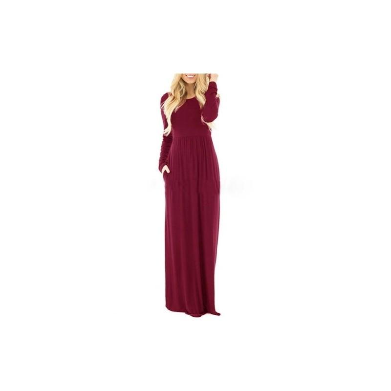 Elegant Women's Casual Long Maxi Dress With Long Sleeves For Evening Parties