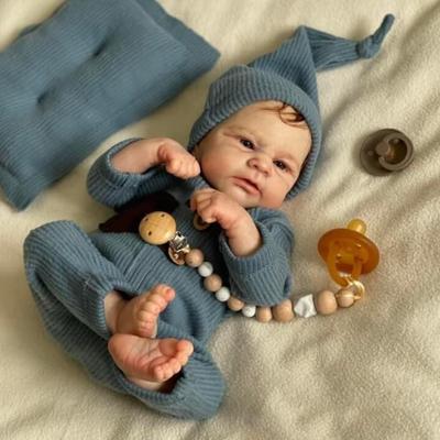 Lifelike 46 Cm Reborn Baby Dolls Elijah Soft Cloth Body with PP Cotton Filling Realistic Baby Dolls for Kids 3+ Years Old Toddler Play House Toy Gifts
