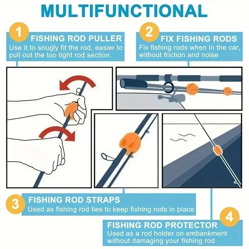 Reusable Fishing Rod Ball Retaining Clip Holder Pole Protector Elastic Flexible Gear Storage Device Fishing Equipment Tackle