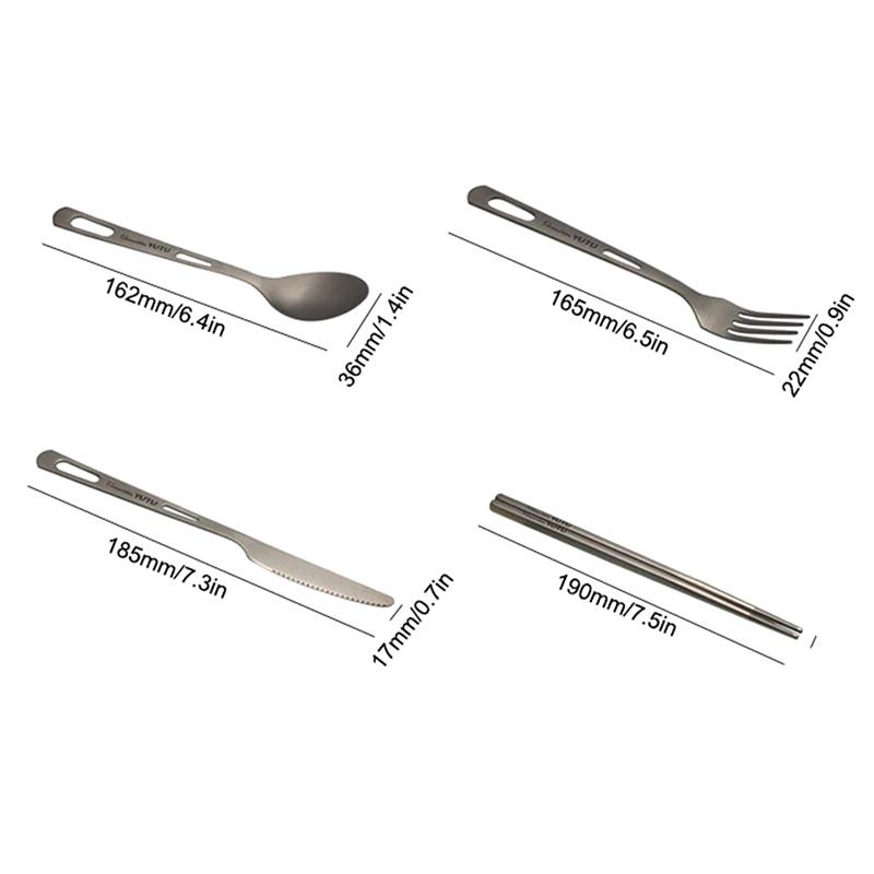 Pure Titanium Tableware Set Outdoor Household Frosted Knife And Fork Spoon Chopsticks Travel Camping Portable Knife And Fork Set