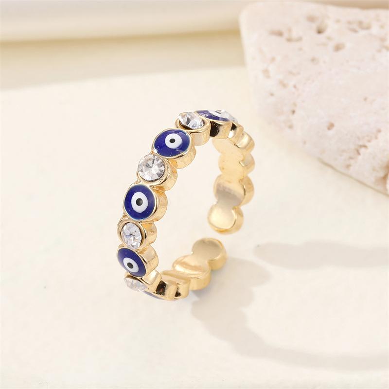 Glücklicher Türkischer Blauer Böser Blick Zirkon Offene Ringe Für Frauen Männer Paare Emaille Liebesherz Dämonenaugen Fingerringe Party Schmuck