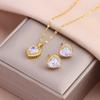 New Fashion Gold Plated Necklaces Earrings Sets For Women Female Trendy Party Jewelry Girls Daily Wear Neck Chain Earrings