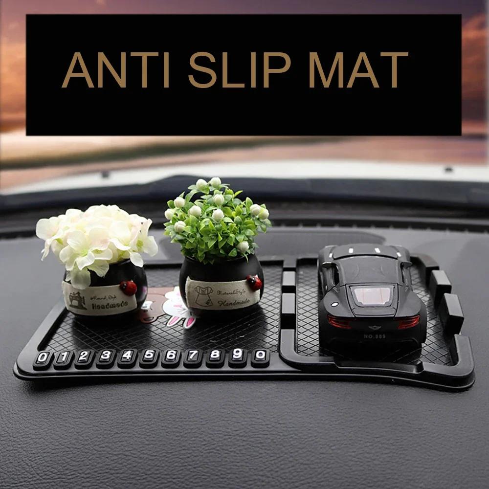 Car Ornament PVC Anti Slip Mat Cute Decoration Dashboard Non-slip Pad With Phone Number Prompt Auto Interior Accessories Gifts