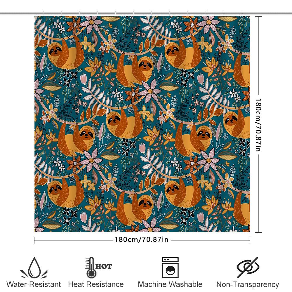 Botanical Shower Curtain Tropical Leaves Pattern Bathroom Decor Nature Greenery Plant Theme Waterproof Fabric Modern Farmhouse S