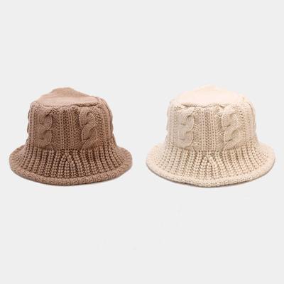Dicker, gestrickter Fischerhut aus Wolle im koreanischen Stil für Damen – handgewebt, winddicht, alltagstauglich, rundes Fischerdesign für den Winter.