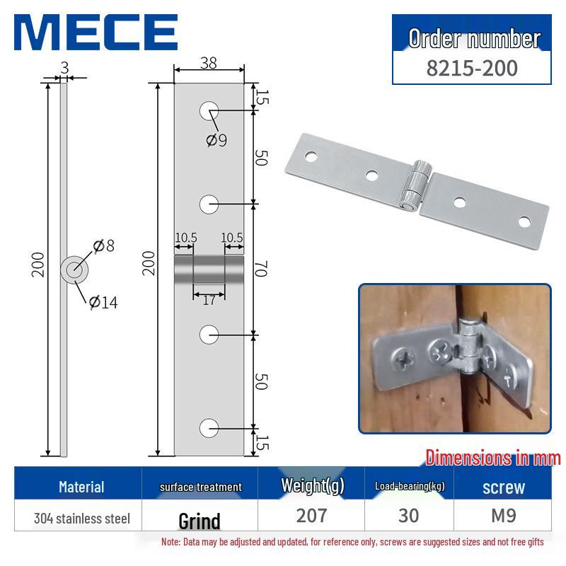 304 Stainless Steel Thickened Cabinet & Wooden Door Hinges
