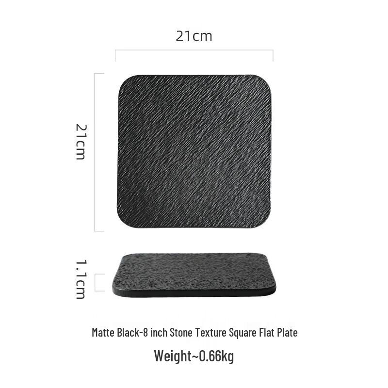 Nordic Stone Pattern Ceramic Square Flat Plate