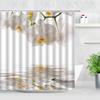 Butterfly Flower Shower Curtain Watercolor Plant Printed Bathroom Curtain Pretty Wildflower Pattern Bath Curtain With Hooks