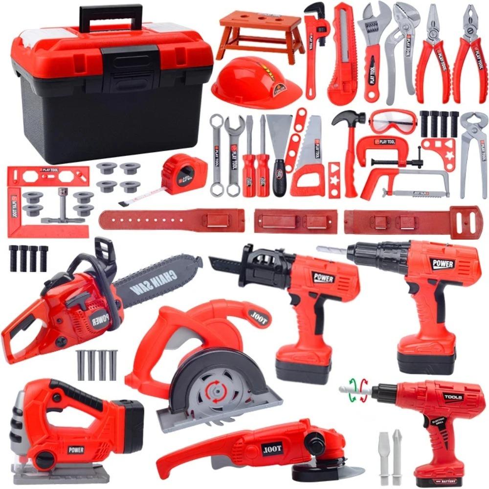 Kids Repair Toolbox Toy Set, Simulation Engineering Tools with Drill, Educational Pretend Play Gifts for Boys