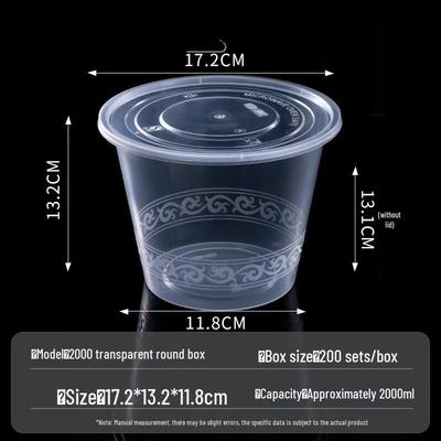 Handun Disposable Transparent Round Meal Prep Containers with Lids