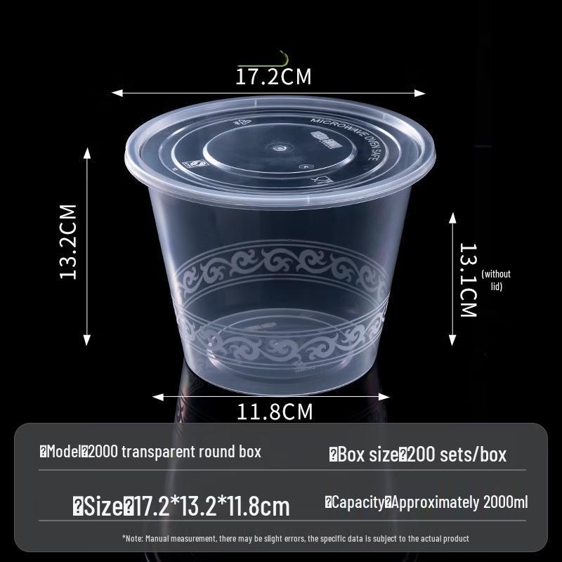 Handun Disposable Transparent Round Meal Prep Containers with Lids