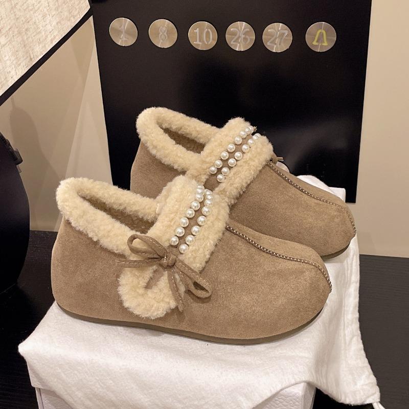 Retro Height-increasing Shoes for Women, New Fleece One-foot Cotton Shoes
