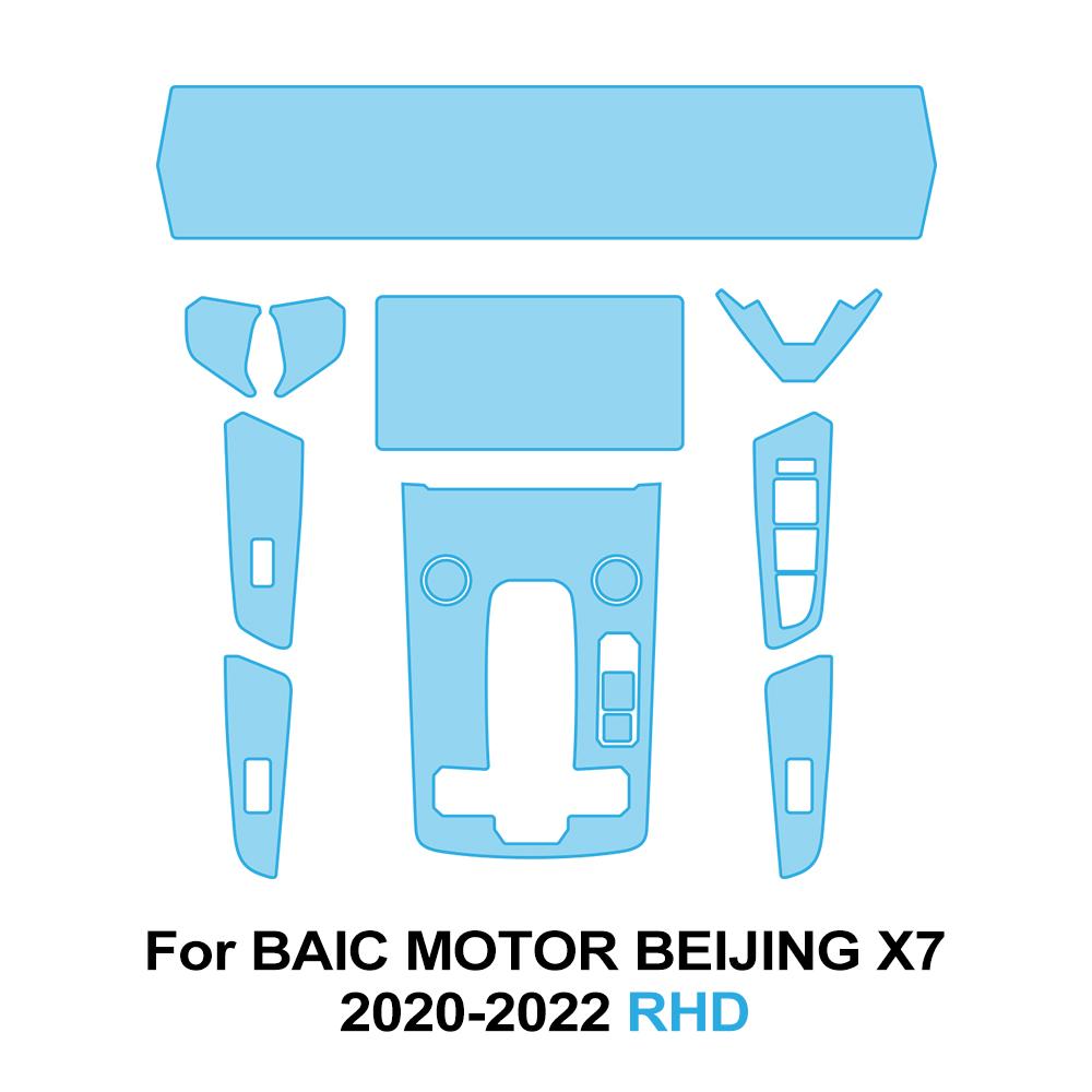 Car TPU Protective Film for BAIC MOTOR BEIJING X7 2020-2025 Navigation Screen Gearbox Panel PPF Anti-Scratch Pre-cut Sticker
