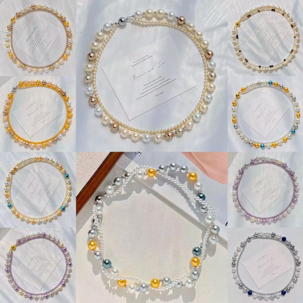 New Chinese-style retro Melard high-gloss mixed-color double-layer pearl necklace, a high-end sweater chain and clavicle chain for women